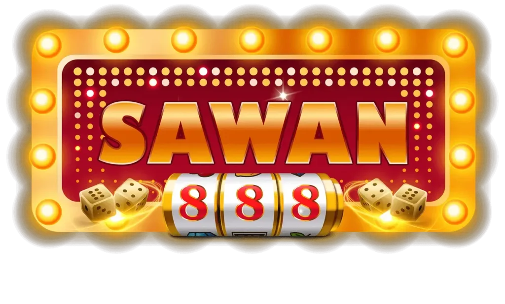 โลโก้เว็บสล็อต SAWAN888 ป้ายไฟสีทอง